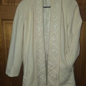Vintage Cream Alorna Wool Blend Coat Size Large